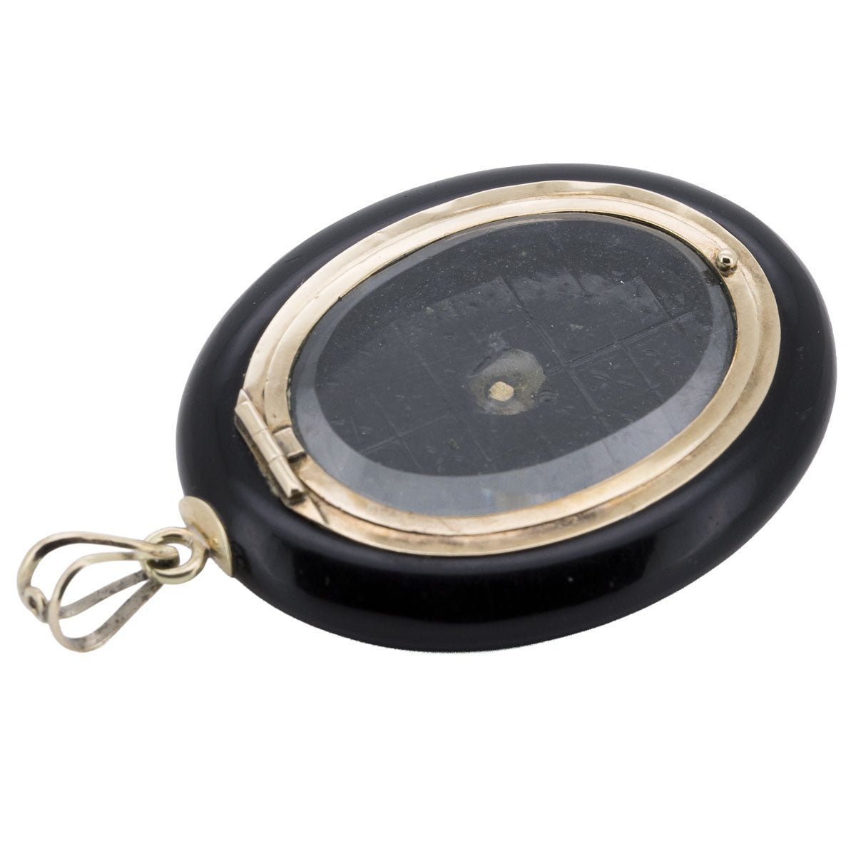 1216 – Antikes Onyx Diamant Medaillon aus Gold und Silber – Viktorianisch – um 1840