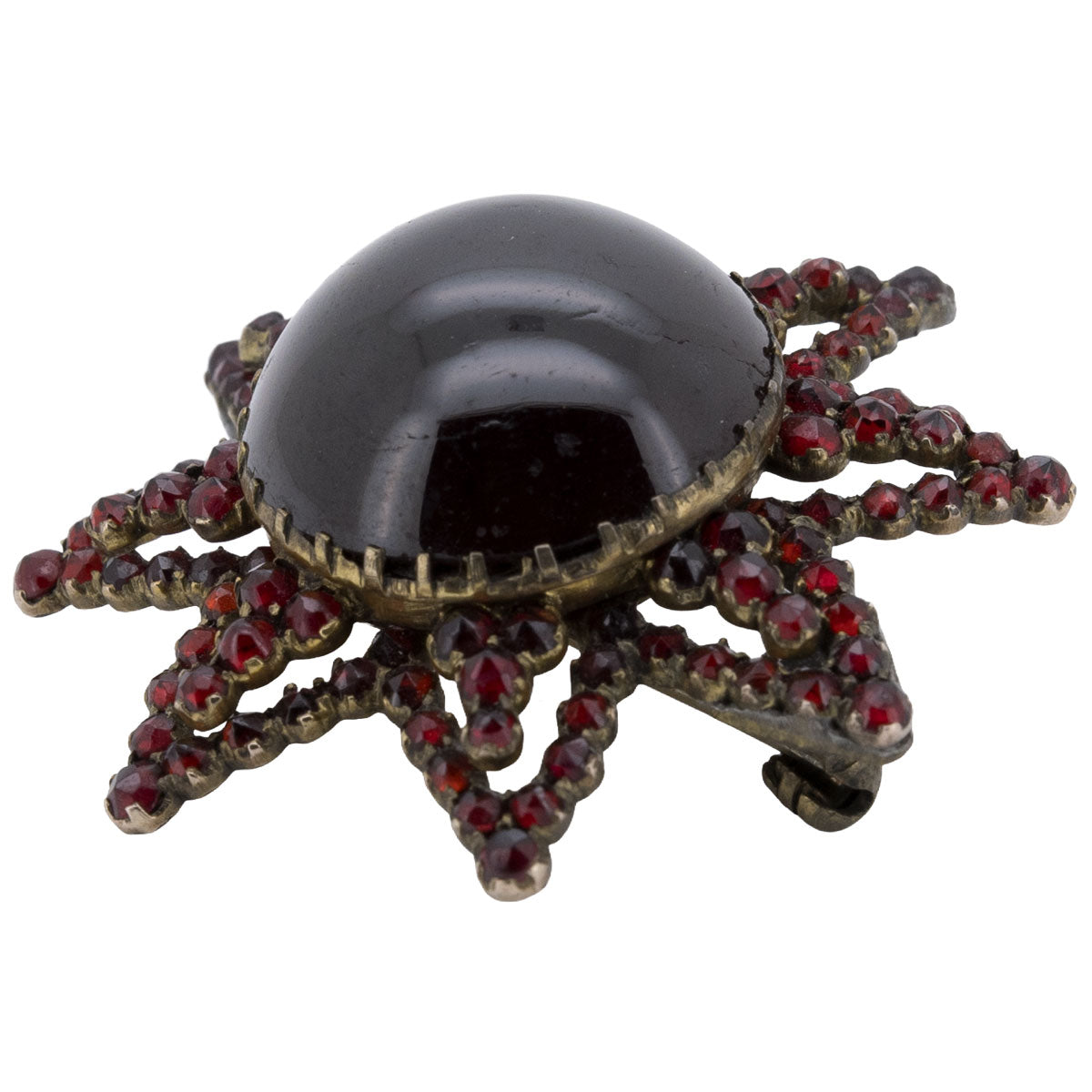 1219 – Antike böhmische Granat Brosche in Sternform aus Tombak – Biedermeier – um 1840