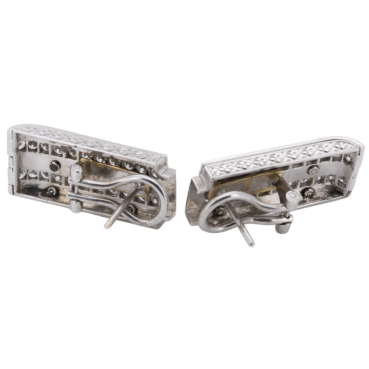 1225 – Antike Art Deco Ohrringe mit schwarzer Emaille und Diamanten aus Platin und Weißgold – um 1930