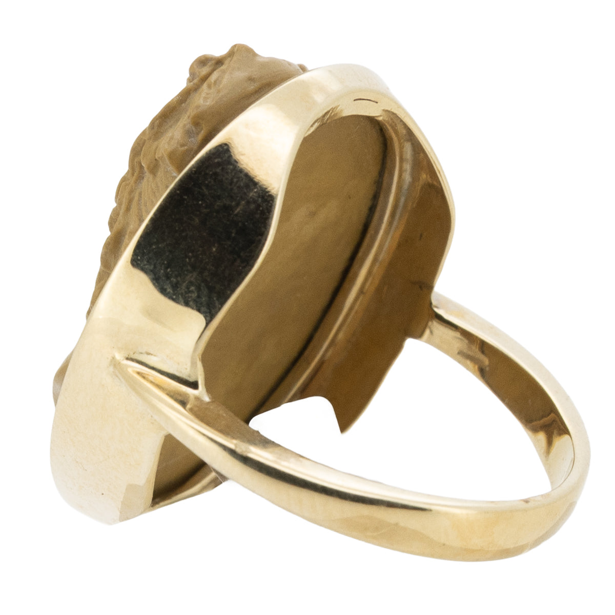 Handgeschnittener Cameo-Ring aus Lavagestein in 585 Gelbgold