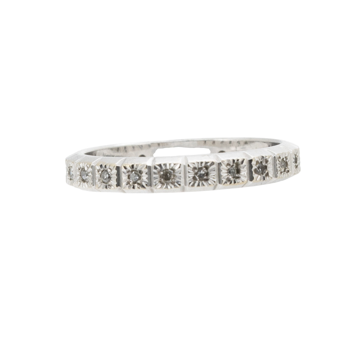 Vintage Diamant-Memory-Ring um 1960 aus 585 Weißgold