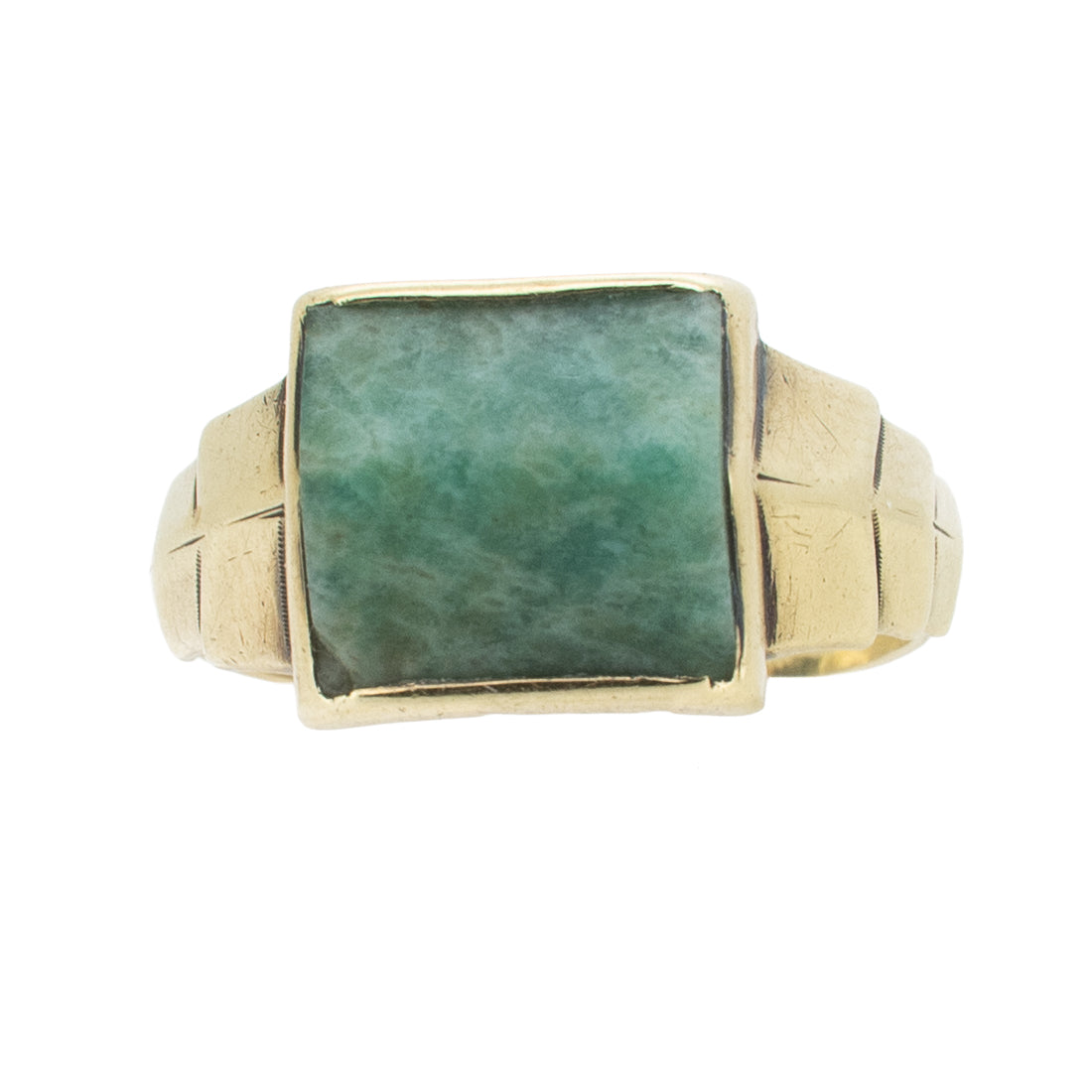 Art-Déco-Jade-Ring aus 585 Gelbgold, Original 1920/1930