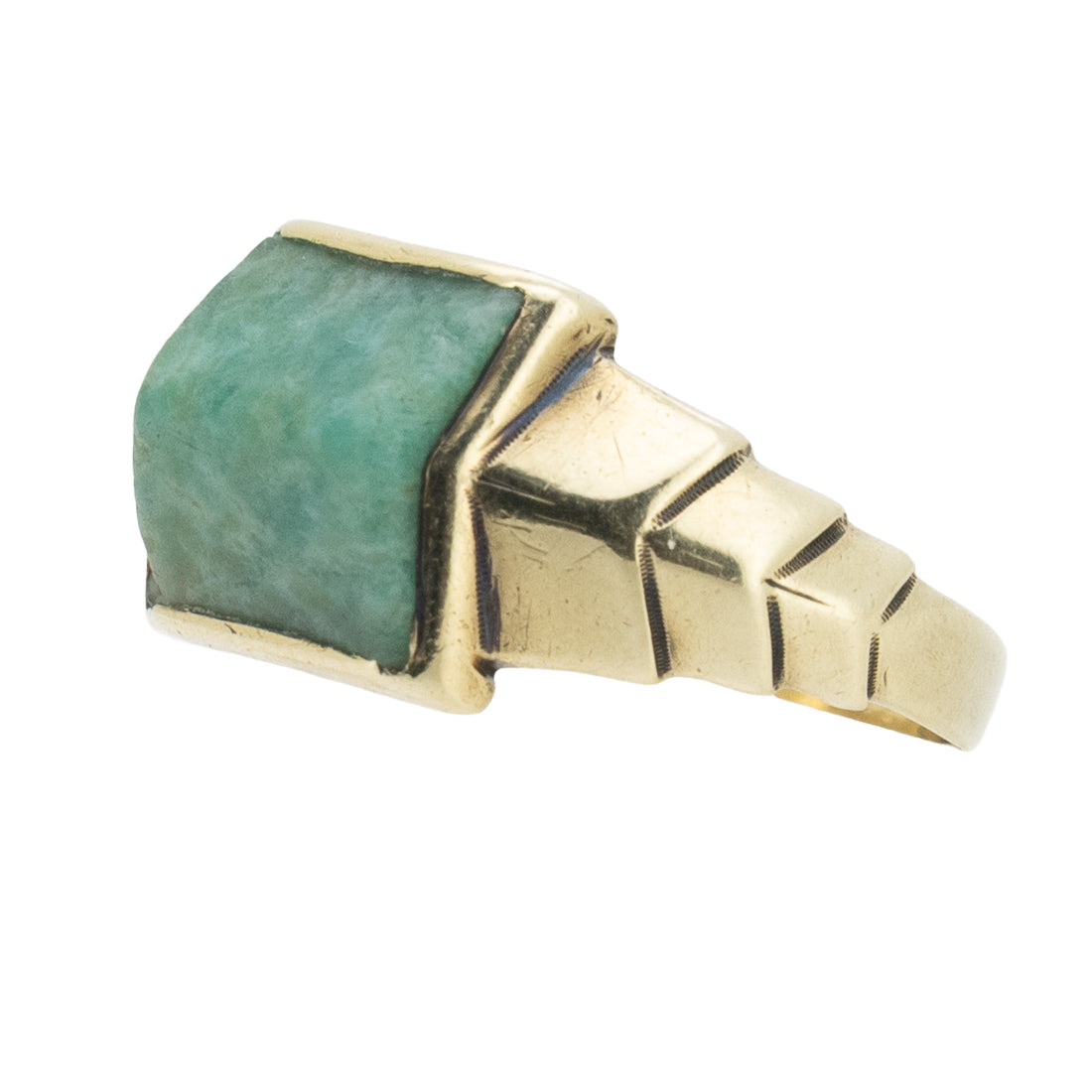 Art-Déco-Jade-Ring aus 585 Gelbgold, Original 1920/1930