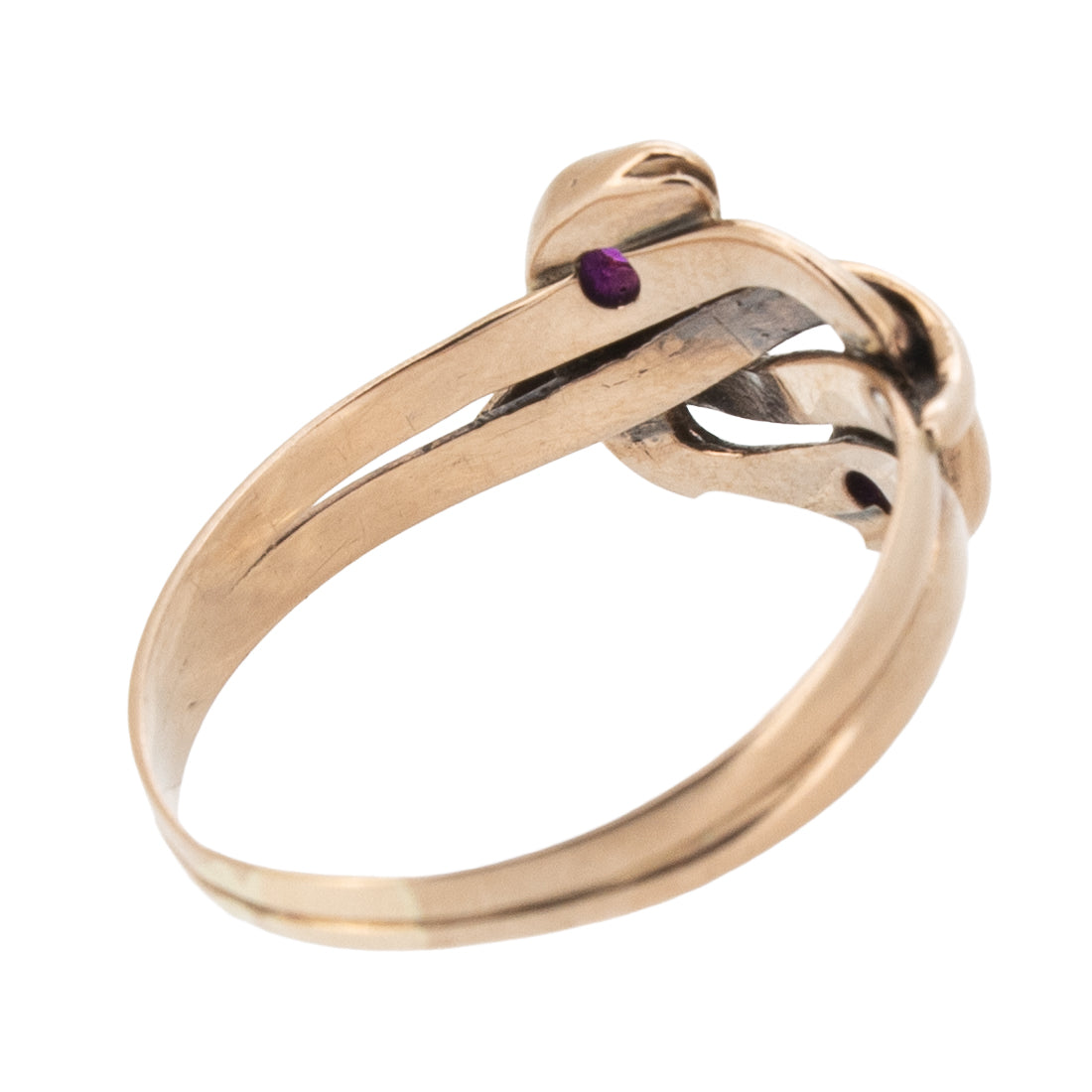 Jugendstil-Schlangenring „Wahre Liebe“ aus 333 Roségold mit Rubin