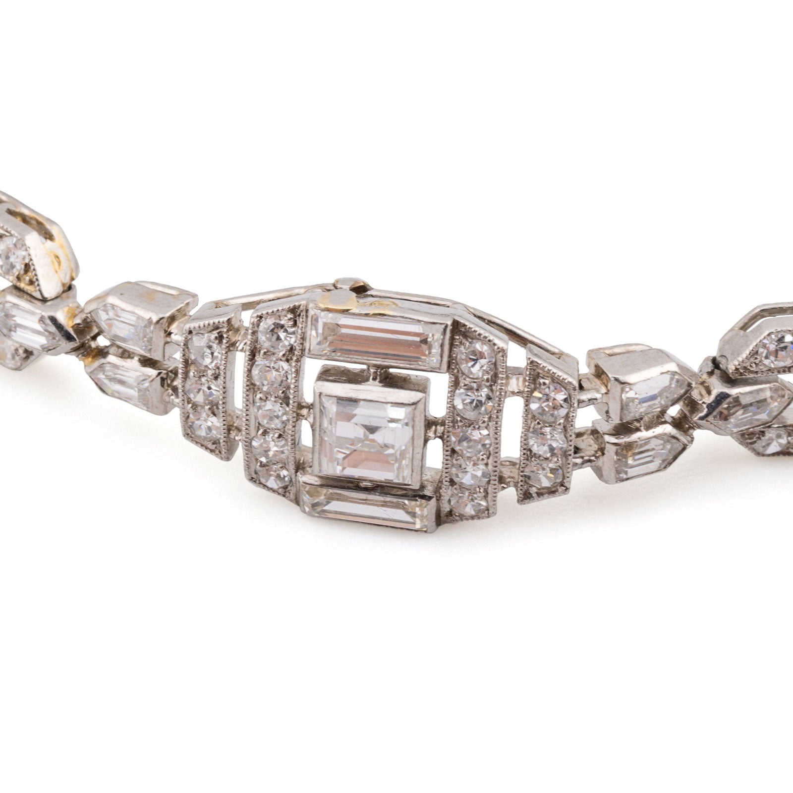1012 antikes Platin-Diamant-Armband im Art-DecoStil