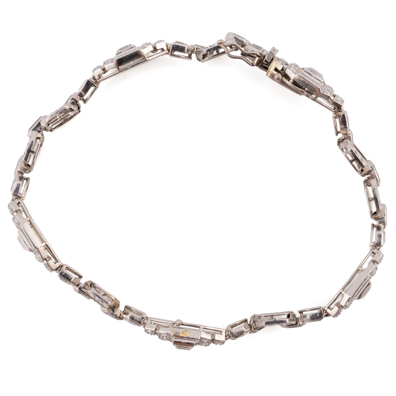 1012 antikes Platin-Diamant-Armband im Art-DecoStil