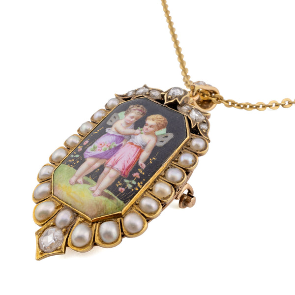 antiker Biedermeier Diamant-Gold-Anhänger um 1840