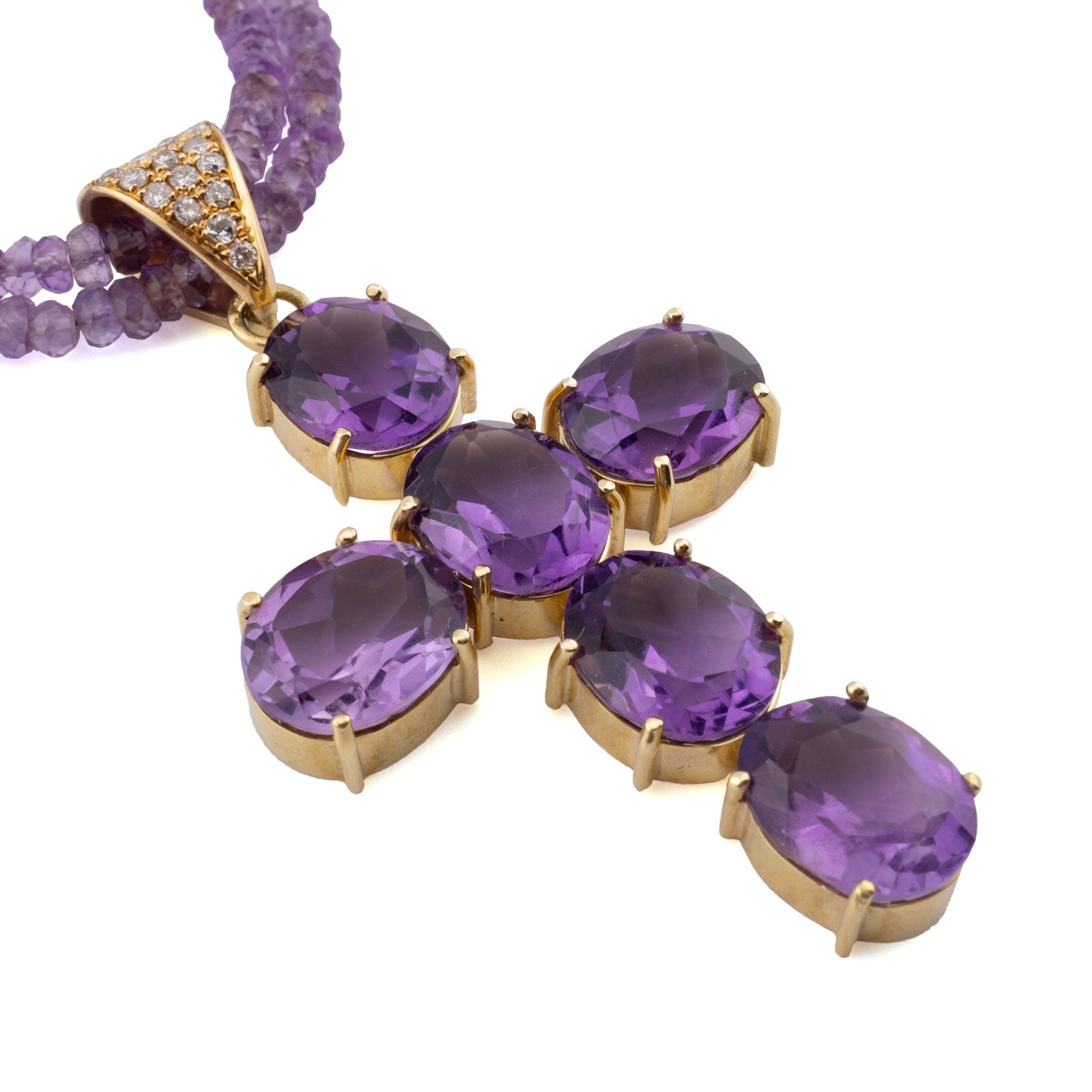 1015 antikes Amethyst-Brillant-Kreuz um 1870