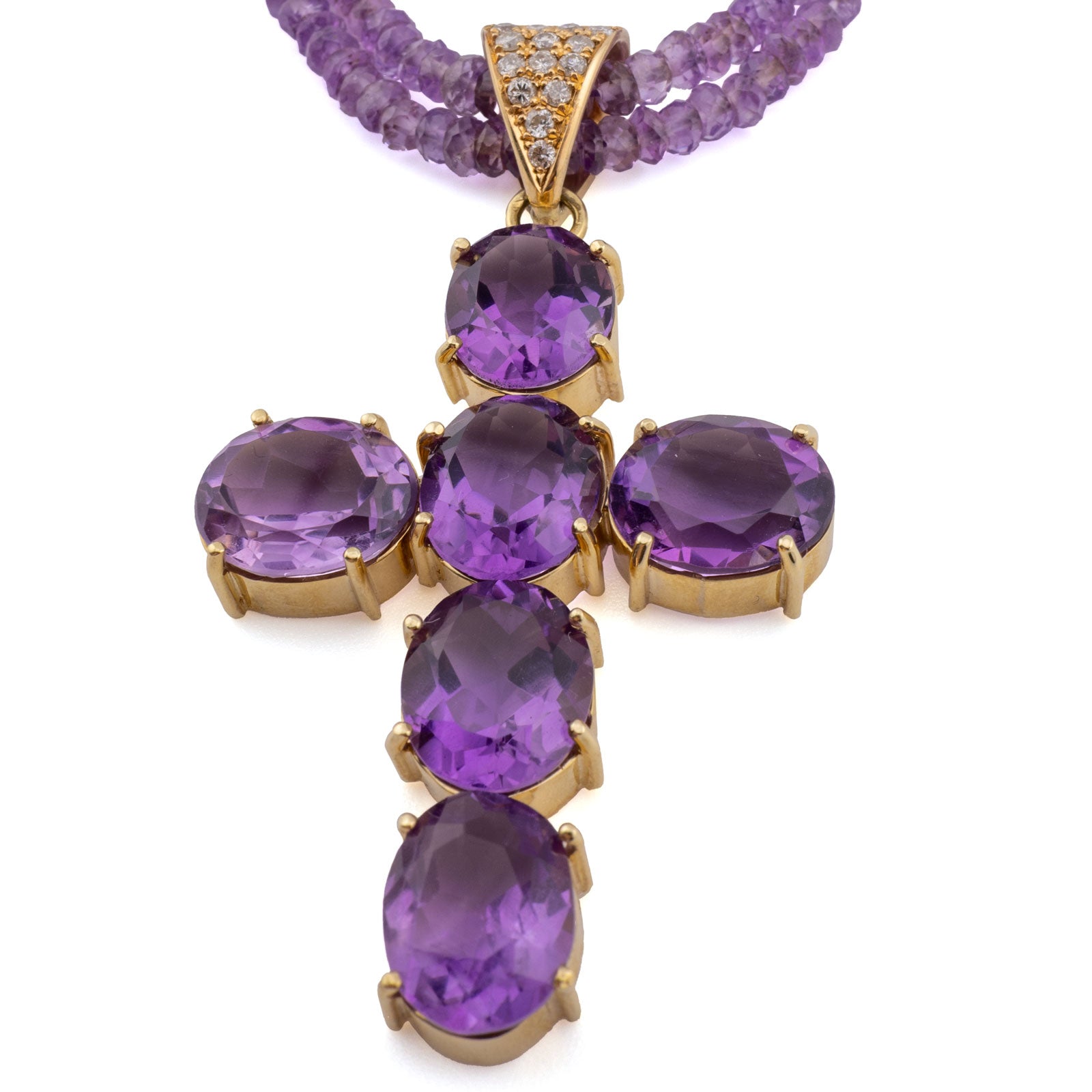 1015 antikes Amethyst-Brillant-Kreuz um 1870