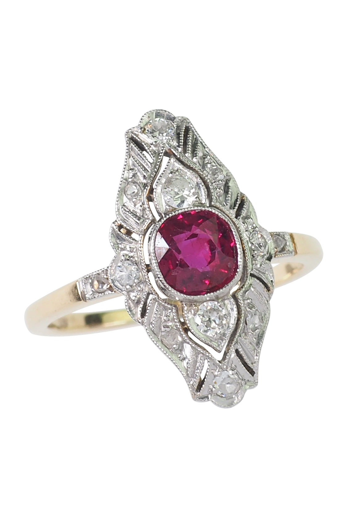 Art Deco engagement ring with ruby ​​and diamond, including jewelry appraisal!